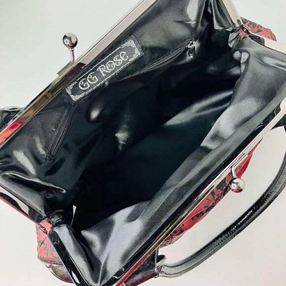 GG ROSE Red & Black Tapestry Patent Leather Shoulder Bag - Picture 6 of 8